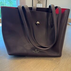 Kate Spade Dark Brown Tote with Red Interior